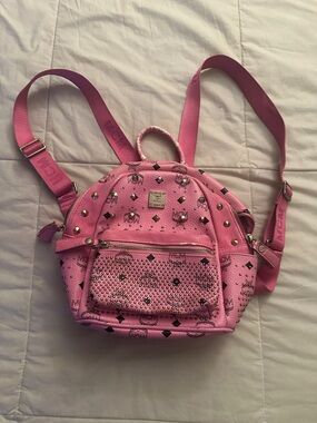 Pink Monogram Studded Crystal Mini Backpack